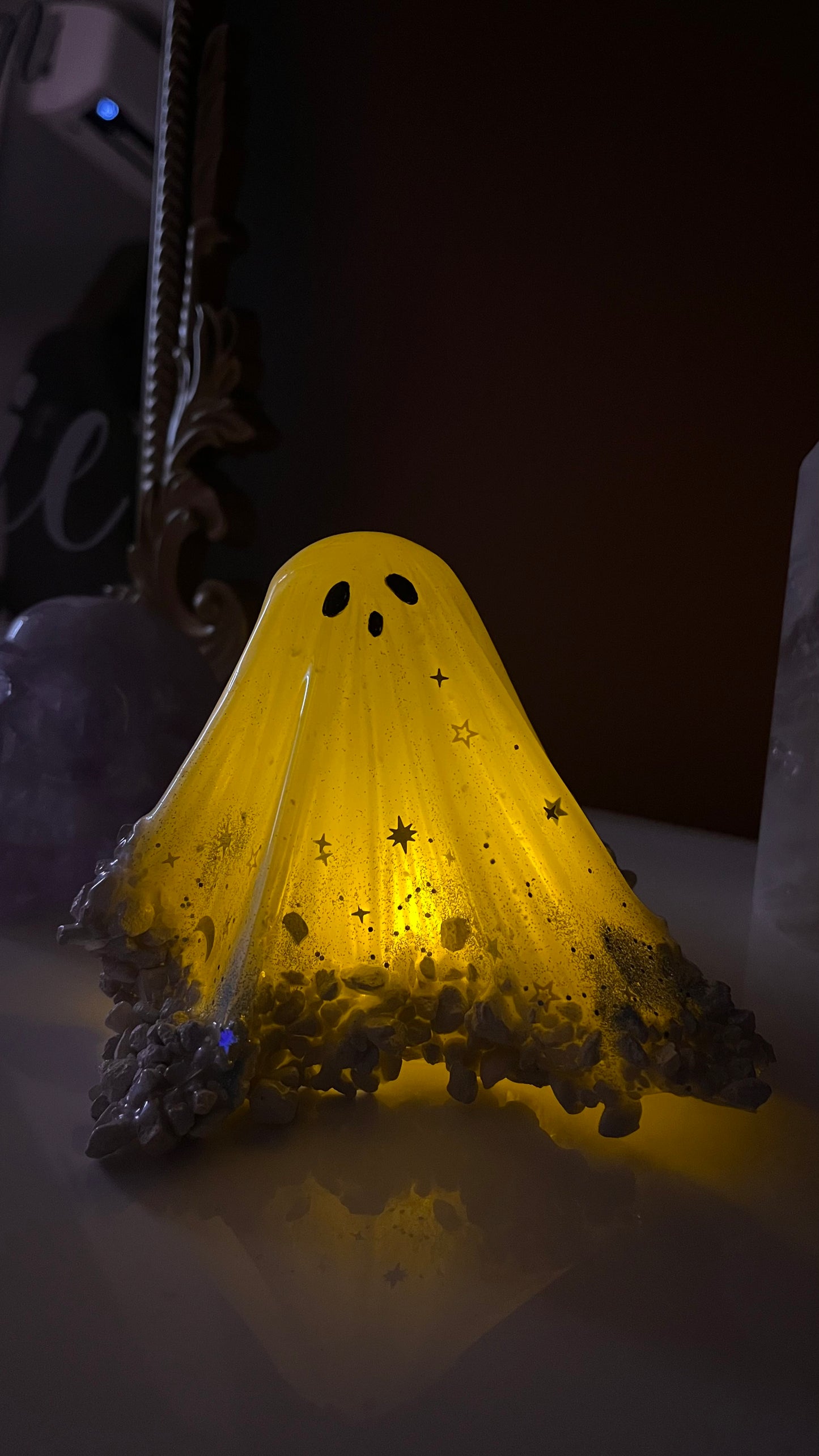 Sparkly Blue Iridescent Resin Ghost