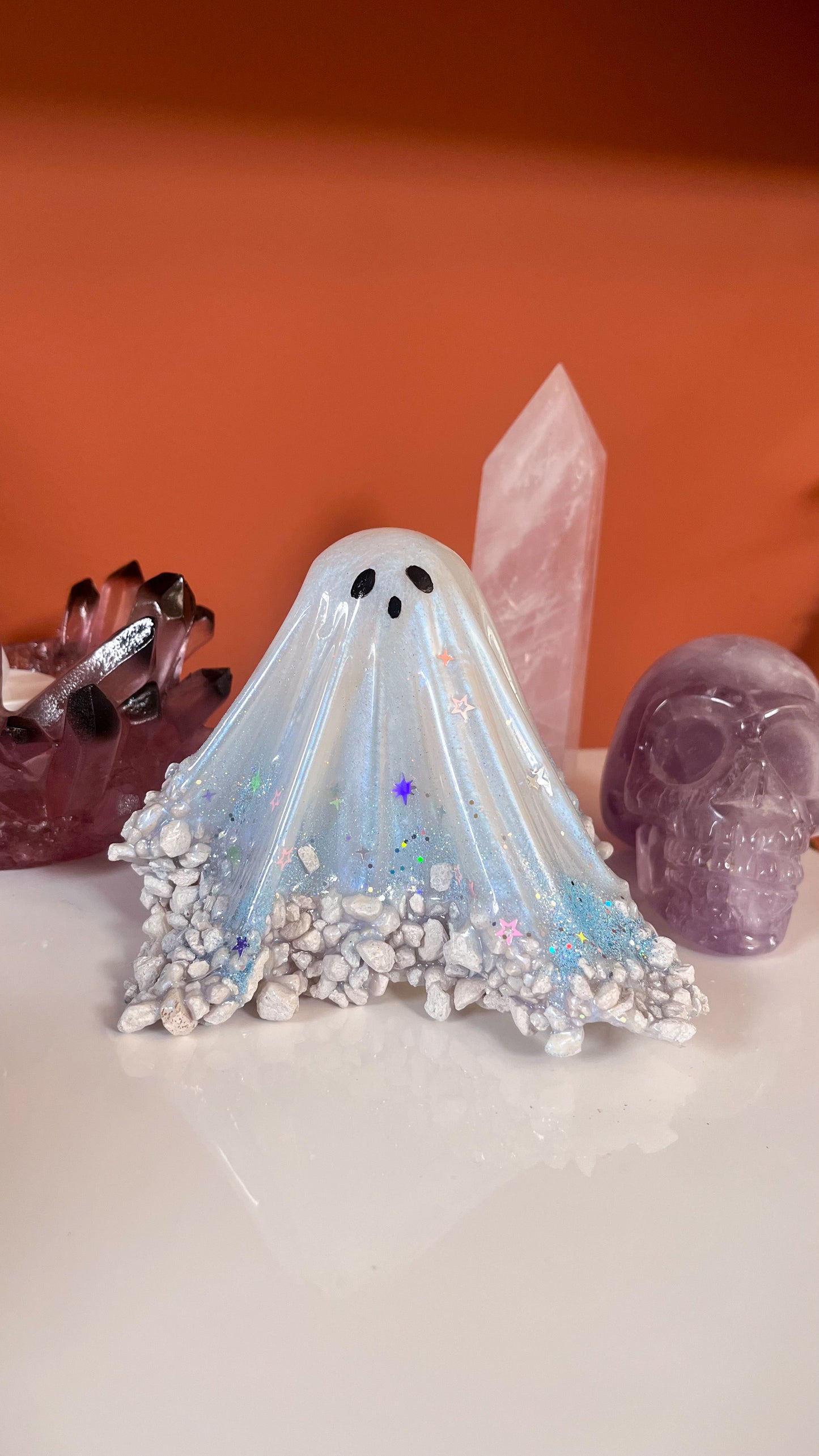 Sparkly Blue Iridescent Resin Ghost