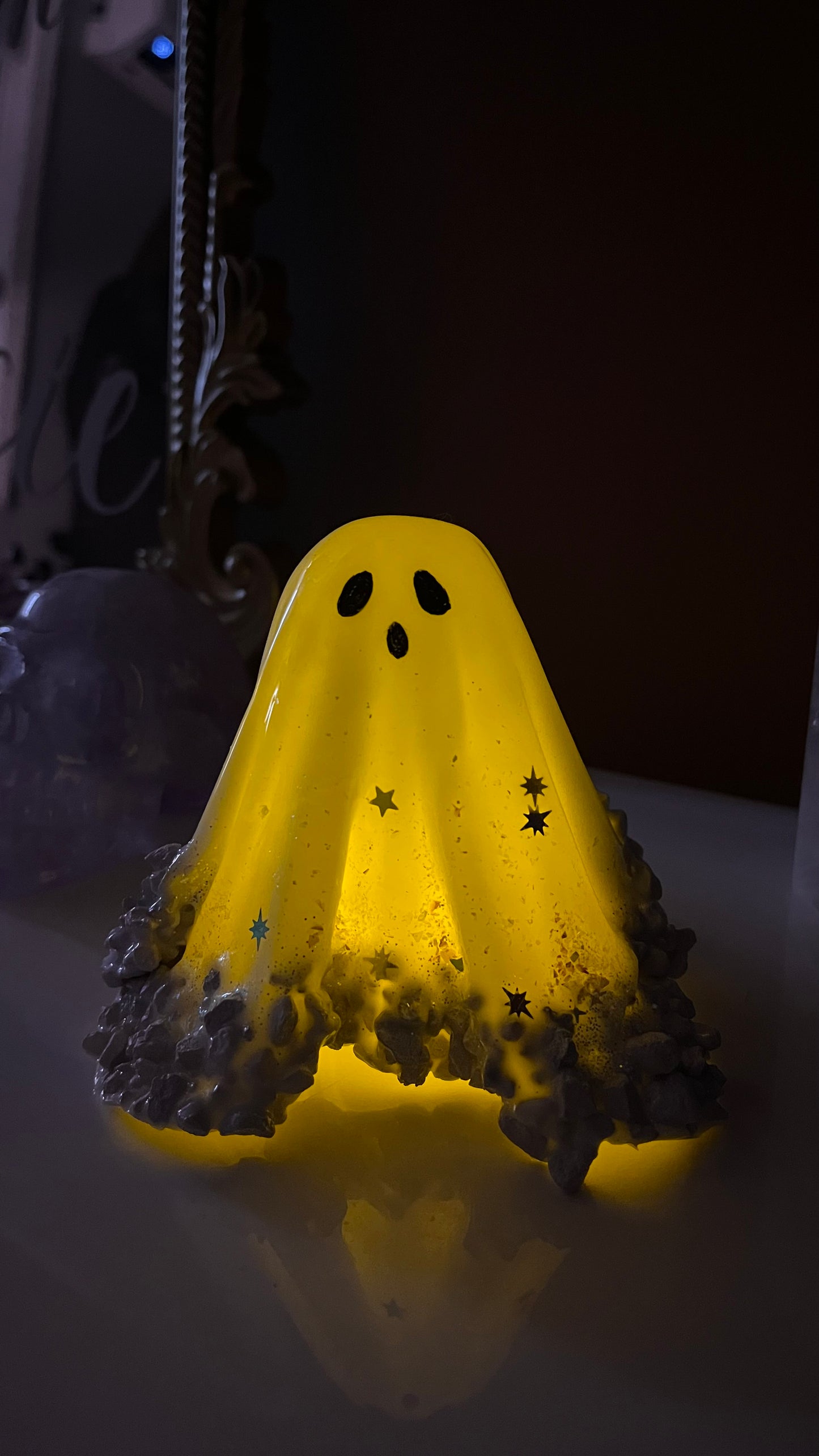 White Sparkly Resin Ghost