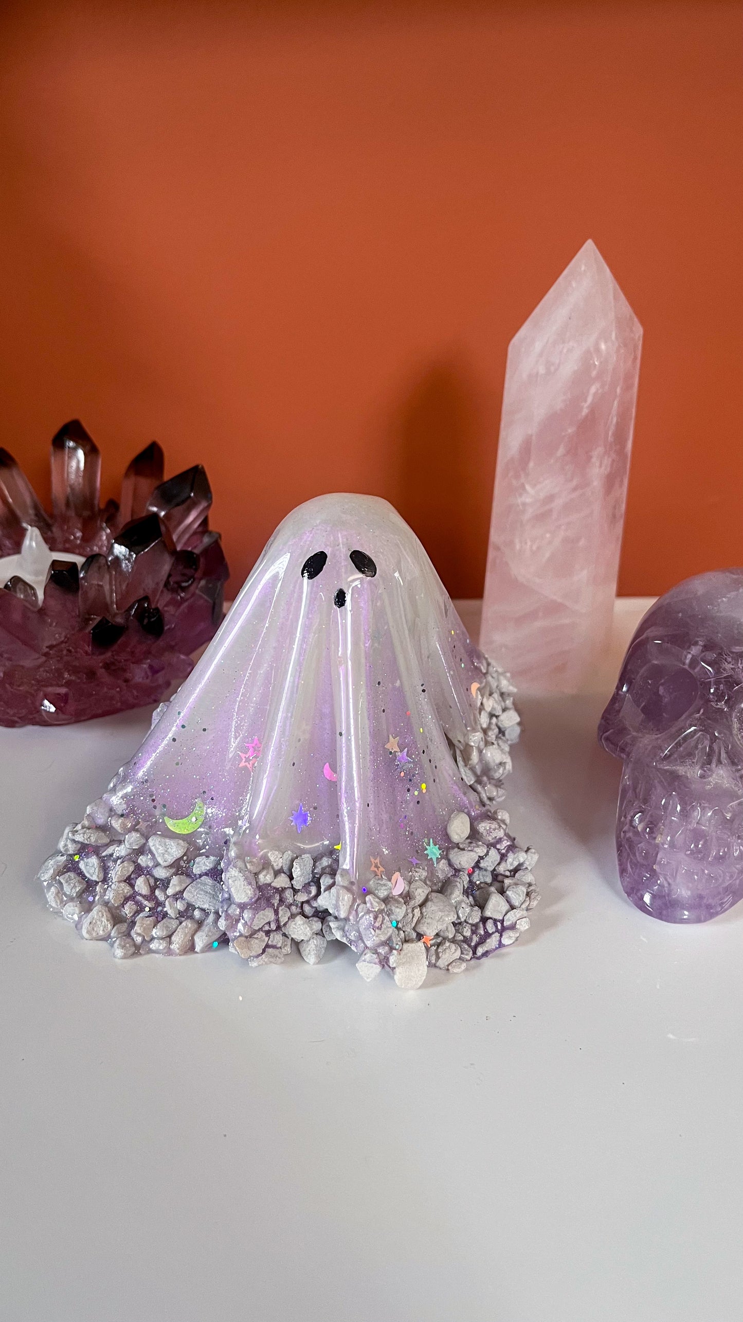 Sparkly Purple Iridescent Resin Ghost