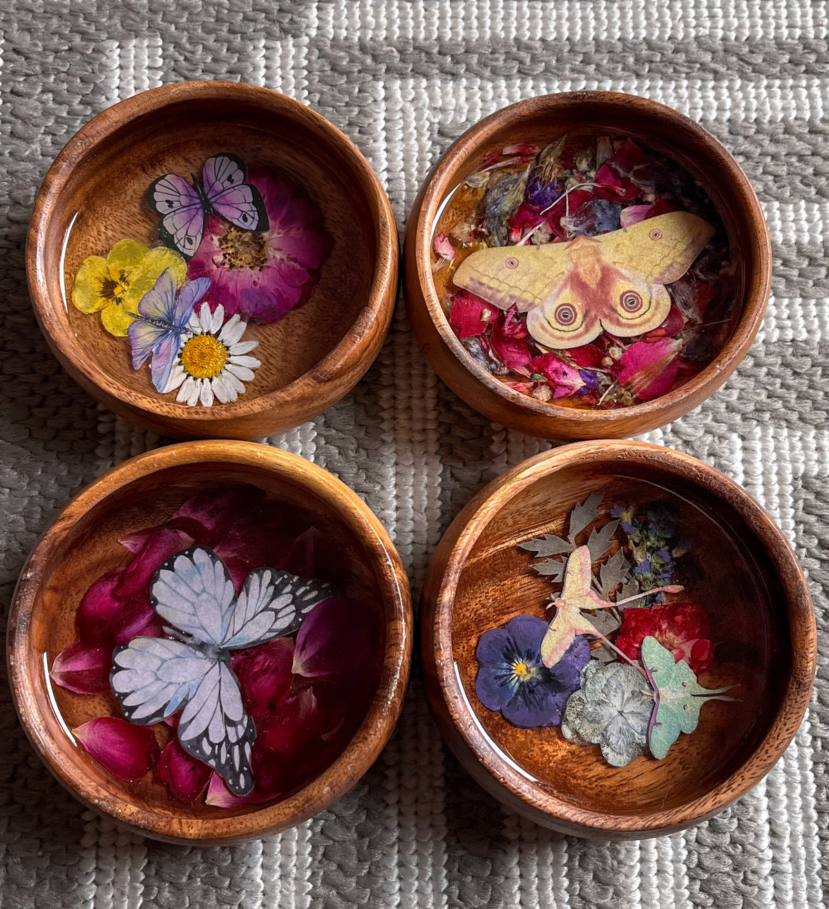 White Butterfly & Rose Petal Bowl