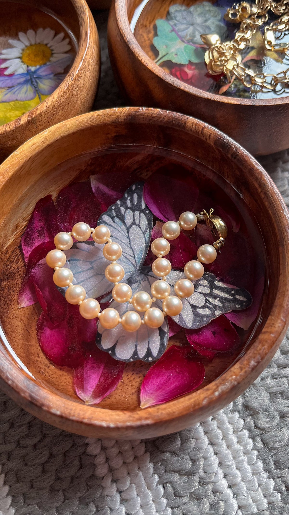 White Butterfly & Rose Petal Bowl