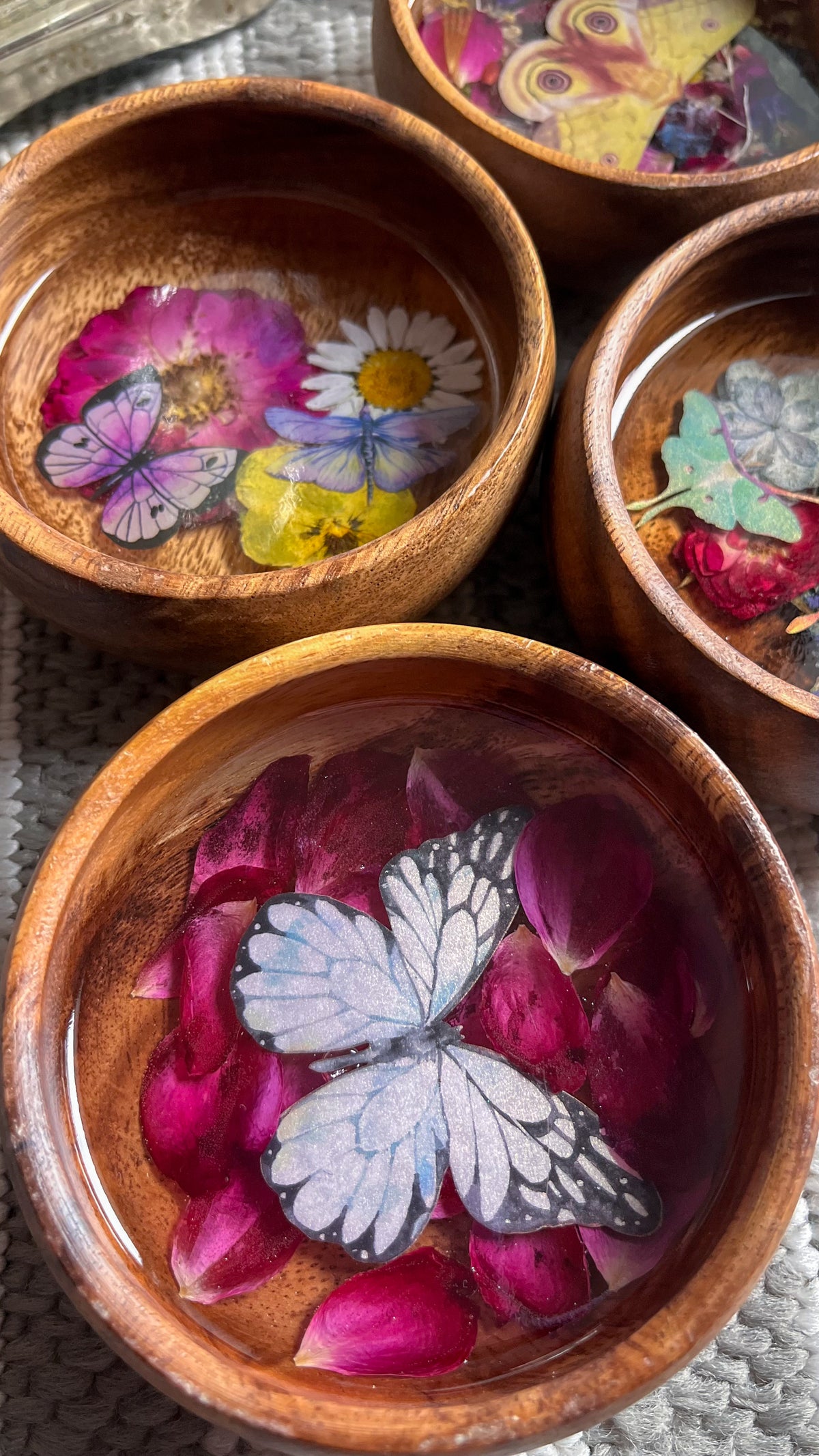 White Butterfly & Rose Petal Bowl