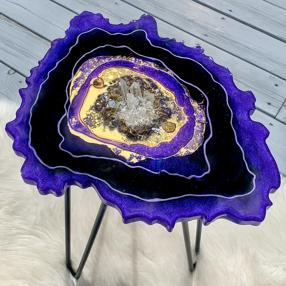 Burple Black Geode Table