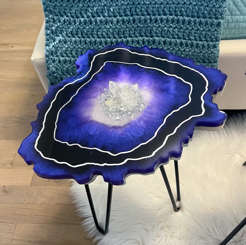 Burple Black Geode Table